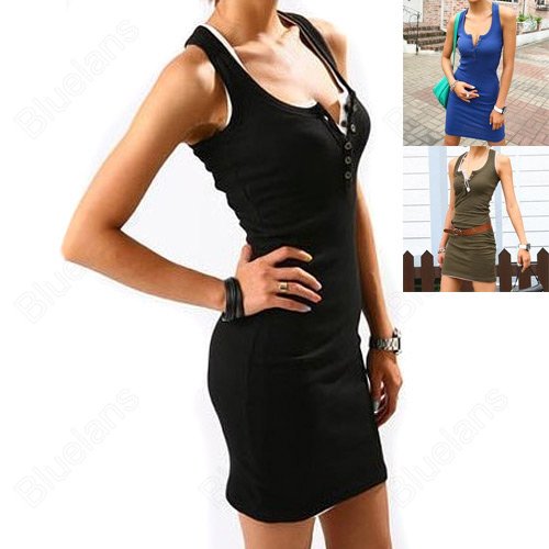 Nice Candy Lady Sleeveless Long Tank Vest Shirt Tops Mini Dress Sexy 15 Colors  30992