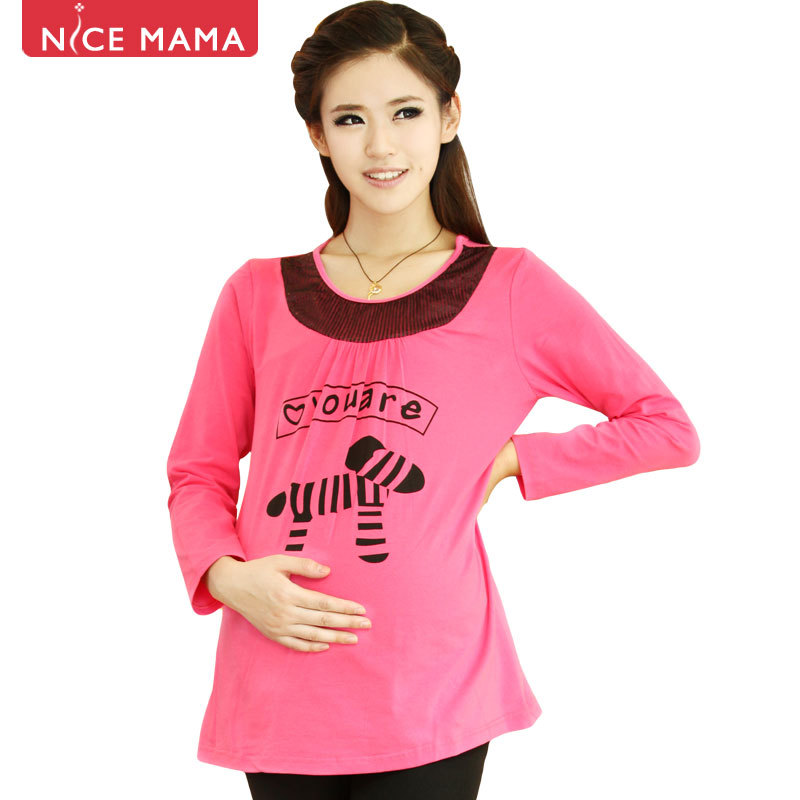 Nice mama maternity clothing autumn maternity t-shirt spring long-sleeve maternity top 4190