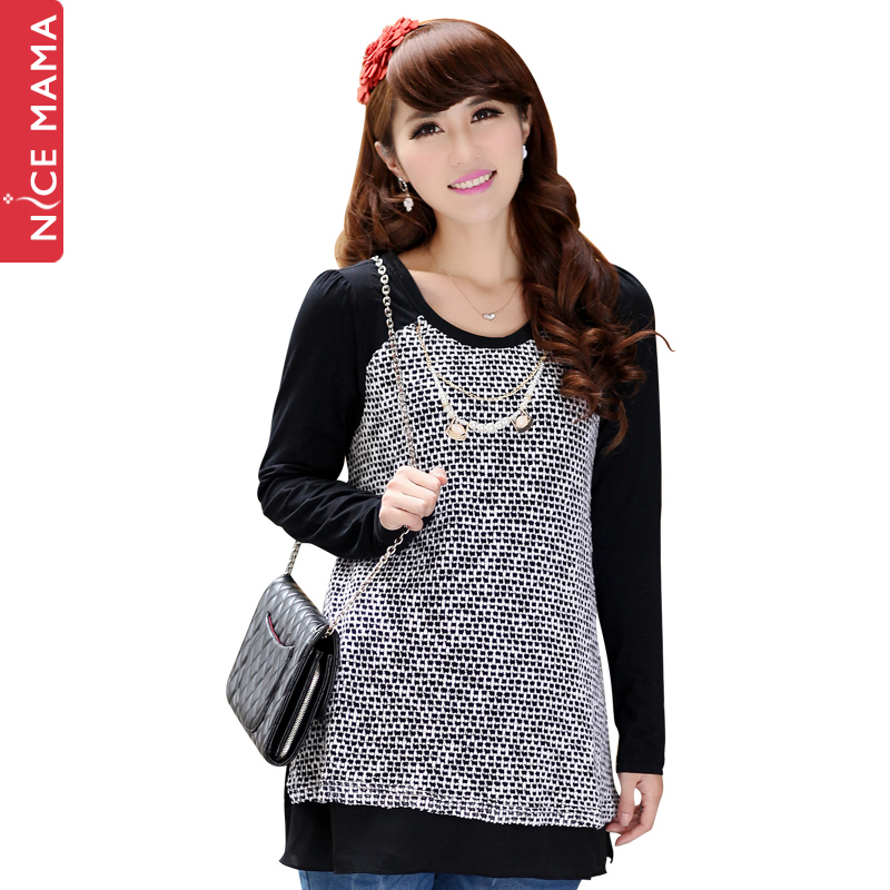 Nice mama maternity clothing spring fashion maternity top maternity long-sleeve top t-shirt 4490