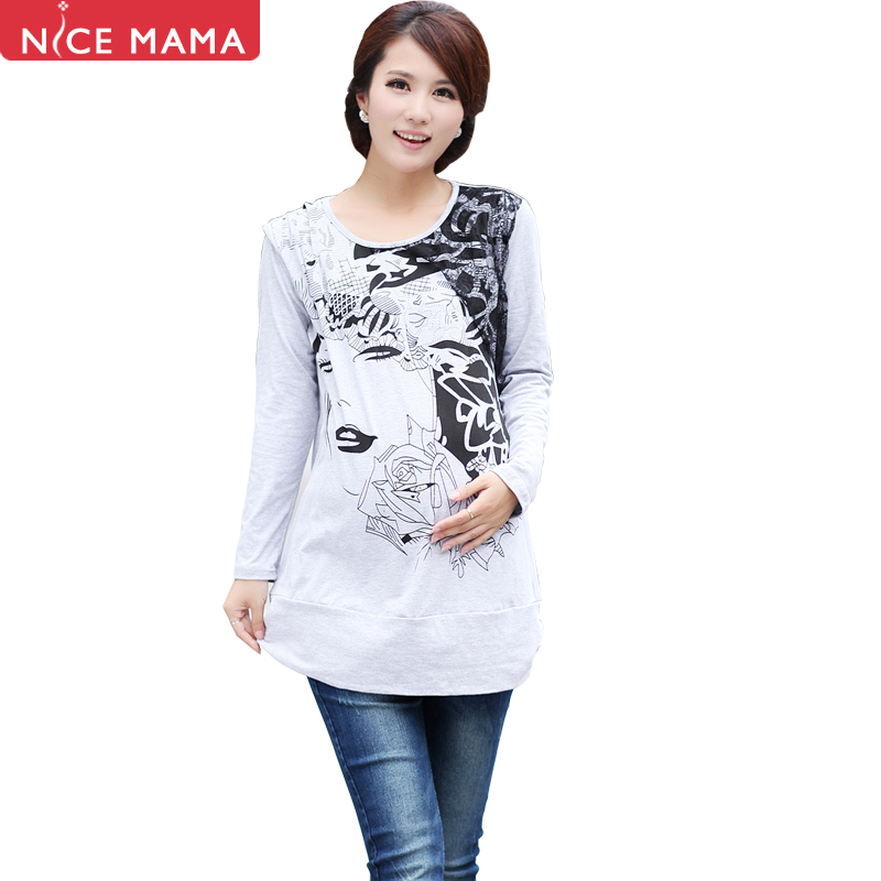 Nice mama maternity clothing spring top fashion maternity t-shirt spring maternity shirt