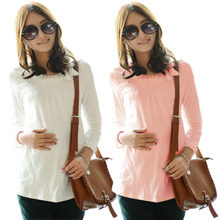 Nicemama maternity clothing autumn maternity top autumn and winter maternity basic shirt laciness long-sleeve