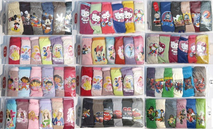 NK-103,72 pcs/lot 2012 new style children cartoon character underwear,cute boy/girl panties,cotton baby underpants wholesale