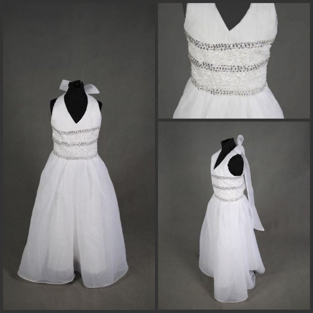 No Risk Free Shipping A Line V Neck Court Train Organza Flower Girl Dresses/Pageant Dresses(MDF10)