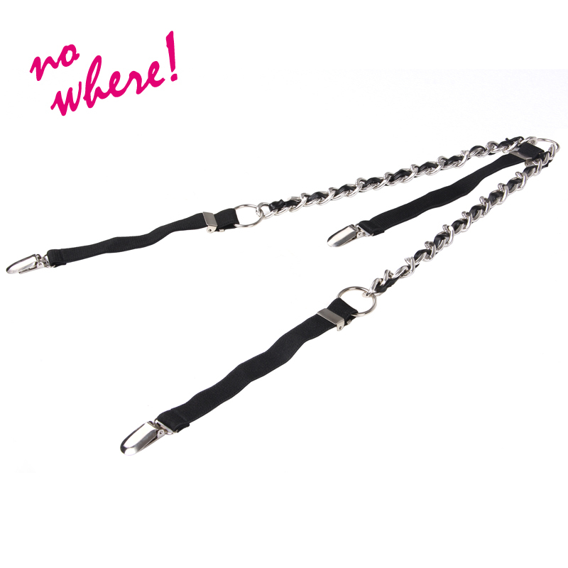 No where2012 women's metal elastic double-shoulder chain suspenders high waist casual suspenders 288012