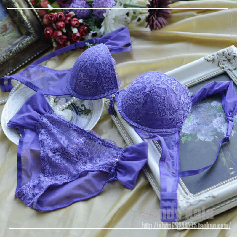 Nobility underwear sexy blue lace fashion bra set