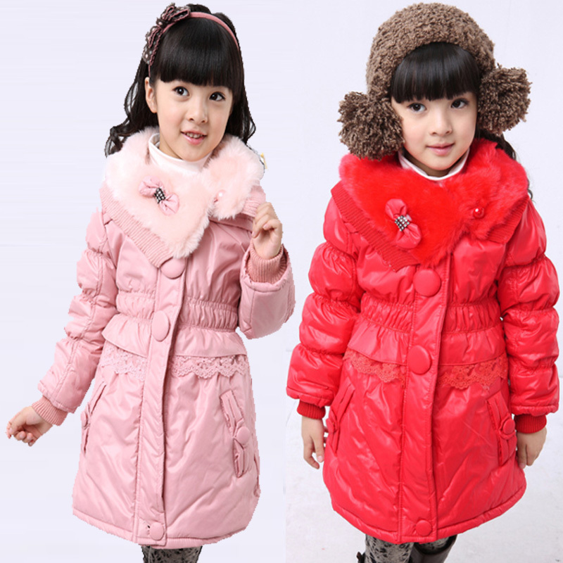 Noble clothing female child winter outerwear wadded jacket thickening long design outerwear child cotton-padded jacket female