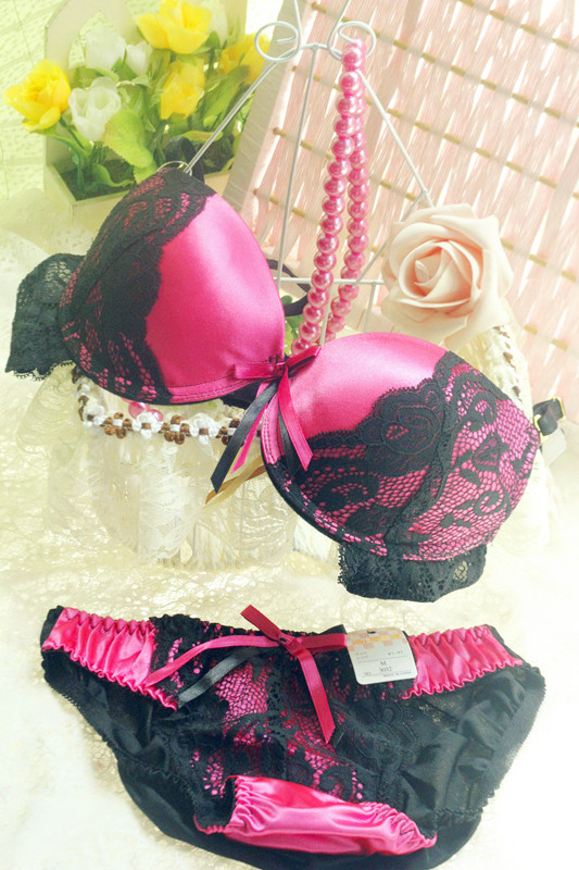 Noble fashion lace gauze simple lingerie bra set