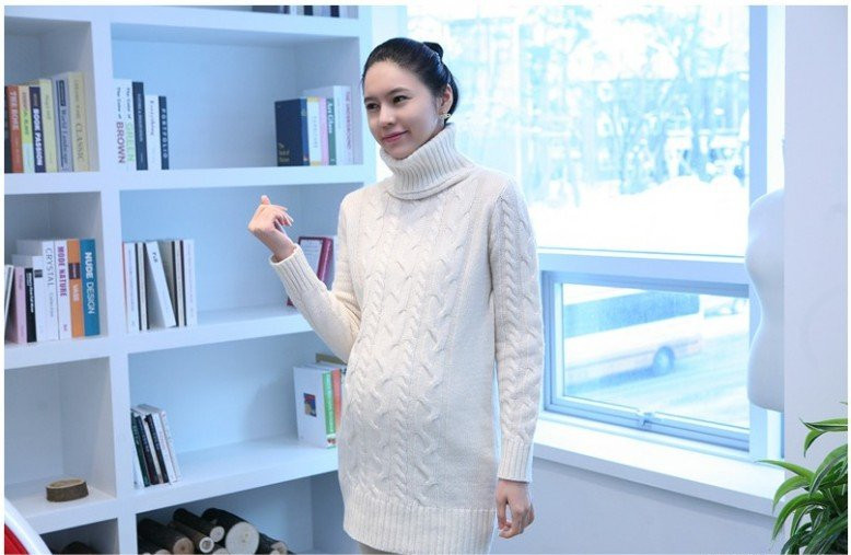 Noble Maternity Sweater fashion High collar Turtleneck Wool Pullovers Pregnant Women Sweaters