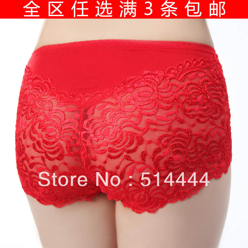 Noble women's 3 comfortable bamboo fibre panties plus size high waist collagen big lace briefs