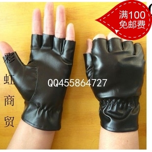 Non-mainstream punk semi-finger lucy refers to plus size faux leather gloves