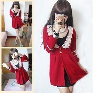 Non-mainstream women's lace decoration V-neck trench outerwear 90 after free shipping