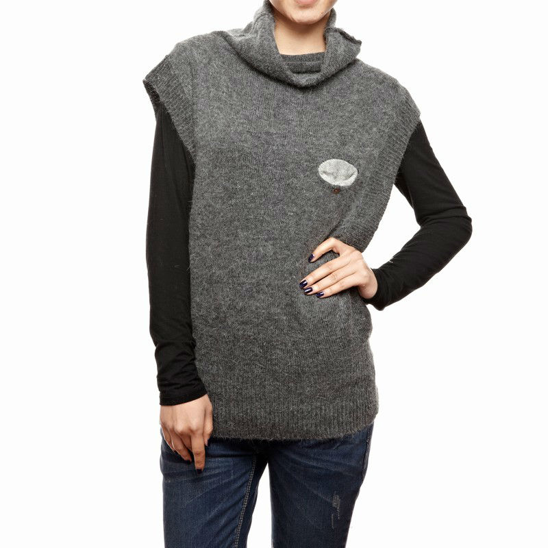 Novelty Autumn Sweaters For Women 2013 Sleeveless Design Knitwear Turtleneck Casual Pullover 2135 Free Shipping