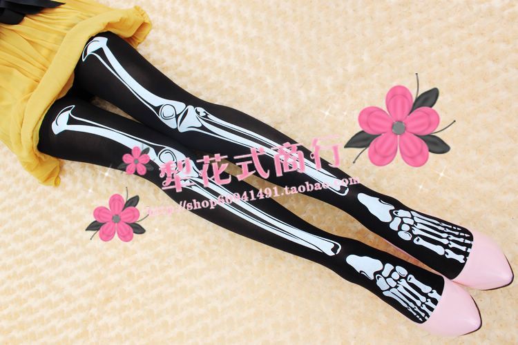 Novelty skull pantyhose sexy velvet pantyhose fashion legging socks stockings