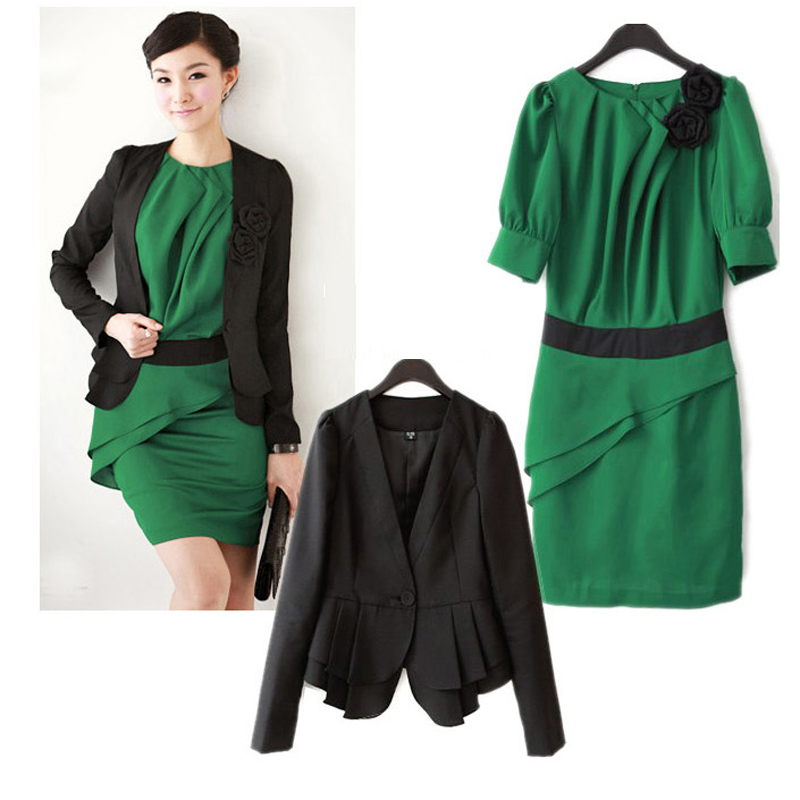 Nsutite women's new arrival professional set skirt blazer ol formal fashion one-piece dress 89