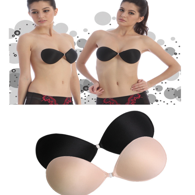 Nude Black Strapless Backless Invisible Self-Adhesive Silicone Breast Bra Pad 4 Cup Free Shipping