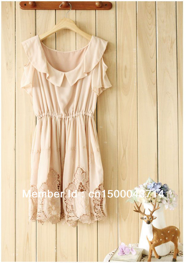 Nude color Embroidery  Dress
