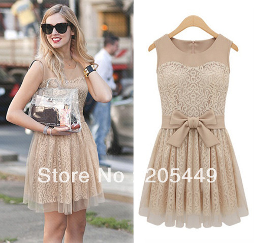 NWT Celebrity Style Womens Elegant Lace Sleeveless Chiffon Casual Dress