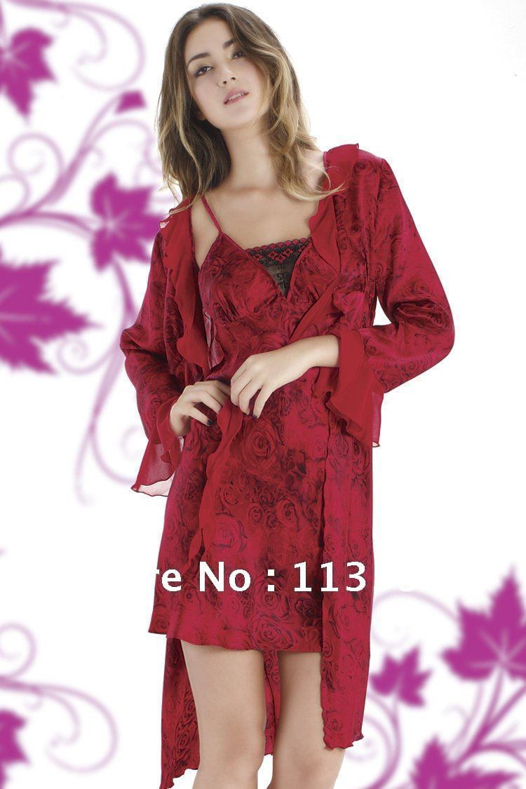NWT spaghetti strap silk women's sexy Peignoir wraps print gown robe chemise sets plus size 2X pajama sets glam night sleep 0013