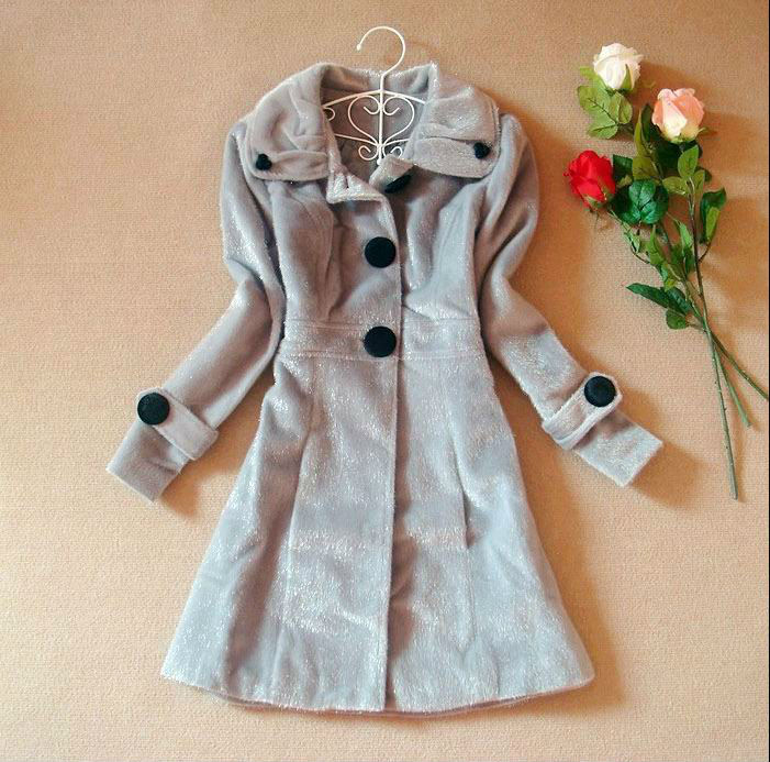 NWT Women Fashion Luxury Warm Winter Coat Trench Slim stylish Jacket top gray