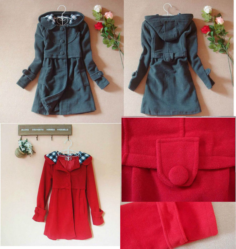 NWT Women's Fashion Luxury Warm Winter Coat Trench Slim stylish Hoodie Jacket top red good perfect