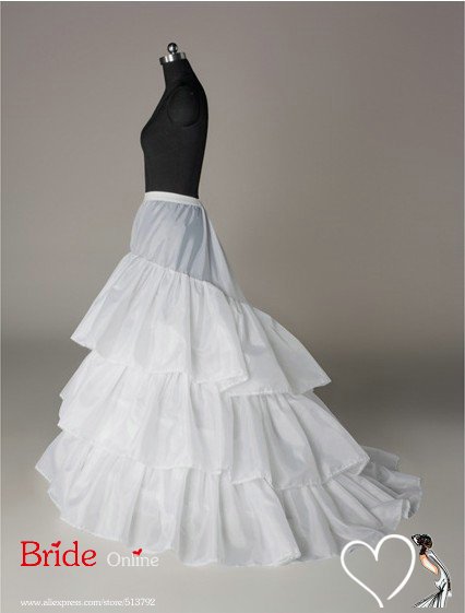 Nylon A-Line Full Gown Chapel Train 3 Tier Floor-length Slip Style/ Black Wedding Petticoats