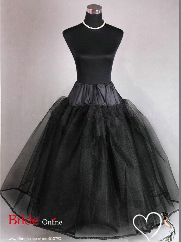 Nylon Ball Gown Full Gown 4 Tier Floor-length Slip Style/ Black Wedding Petticoats