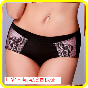 Nylon flower lace mid waist butt-lifting antibiotic sexy female trigonometric panties