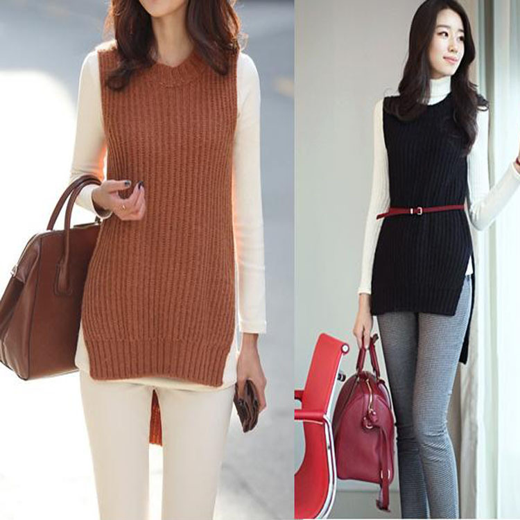 O-neck irregular woven vest sweater vest the trend of women yarn vest