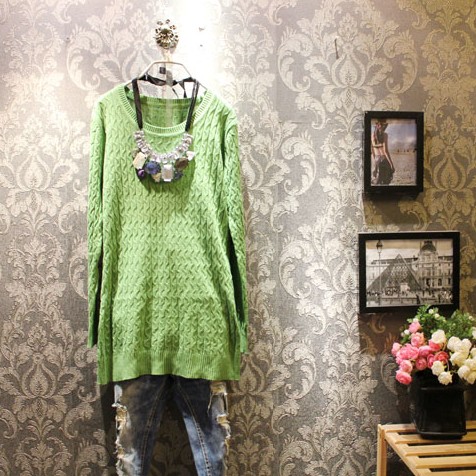 O-neck knitted brief basic shirt pullover medium-long long-sleeve slim sweater female