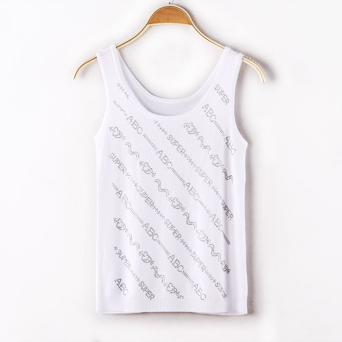 O-neck rhinestones comfortable basic woven vest 2012 women's spring
