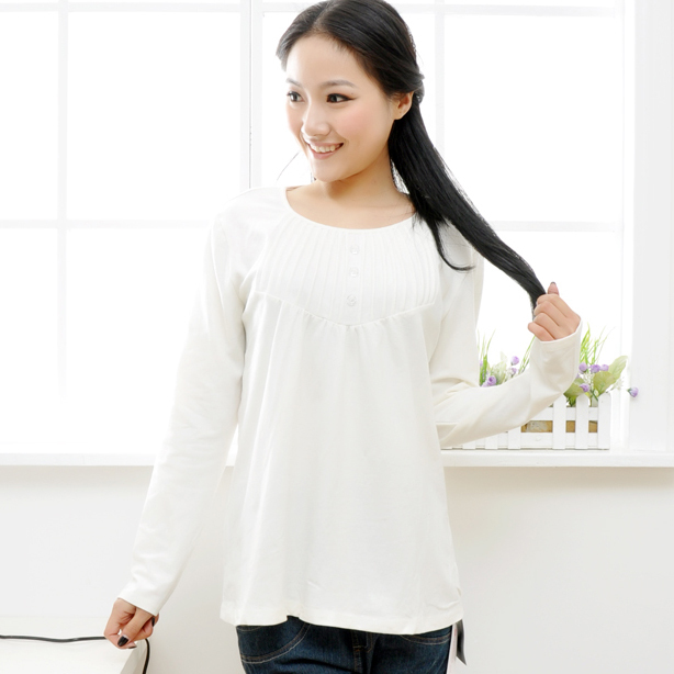 O-neck spring maternity basic shirt button autumn maternity top maternity t-shirt fashion maternity clothing 1926