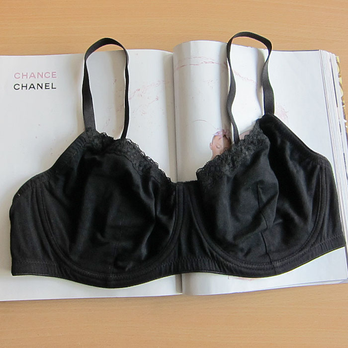 O1 hm solid color organic cotton lace black brief underwear bra 85c 85d