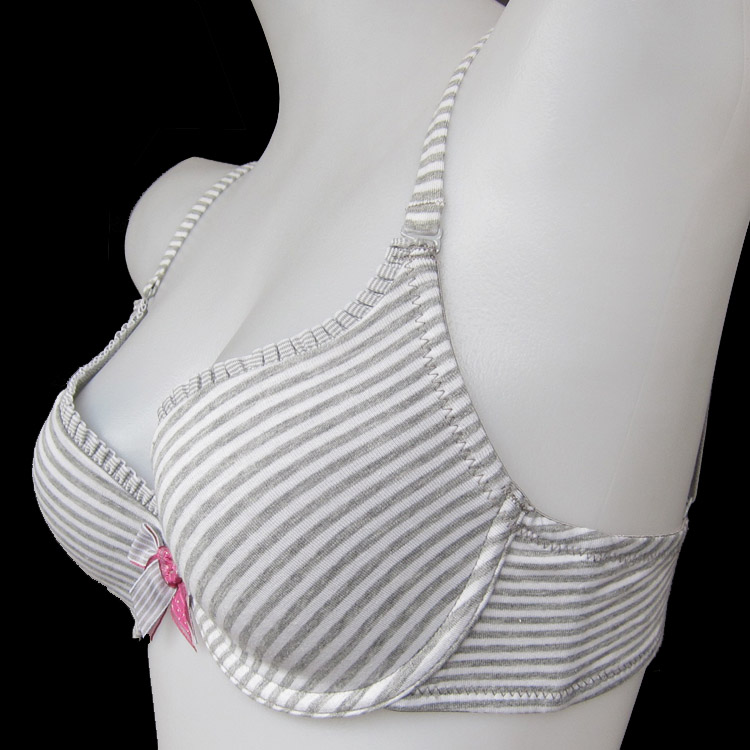 O2 ETAM 100% cotton stripe multi-purpose shoulder strap bra 70a