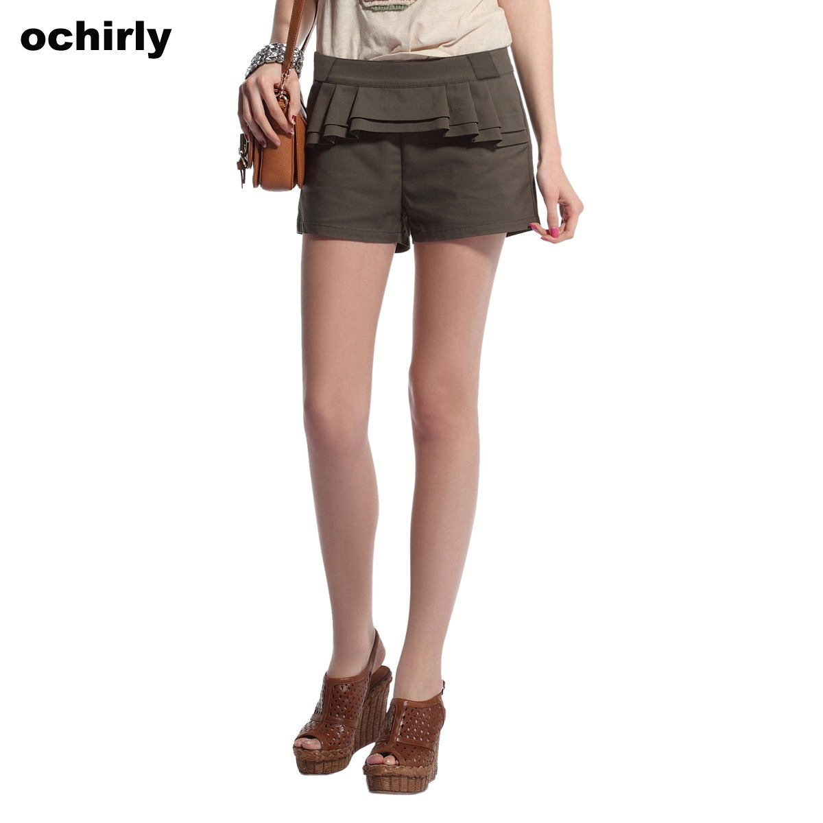 Ochirly OCHIRLY women's spring olive pocket shorts 1113062170