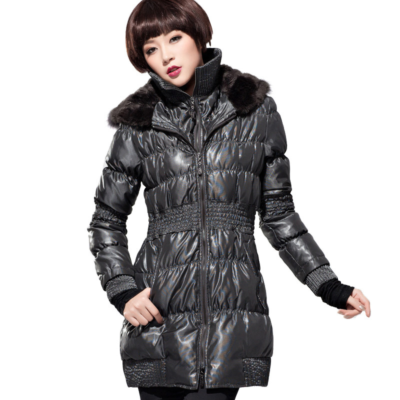 October legend 2011 winter wool cap slim waist medium-long down coat thermal wadded jacket