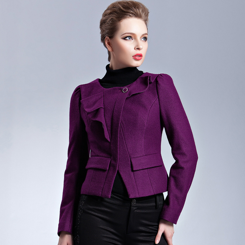 October legend 2012 purple OL outfit slim fashion woolen outerwear short jacket 2821028