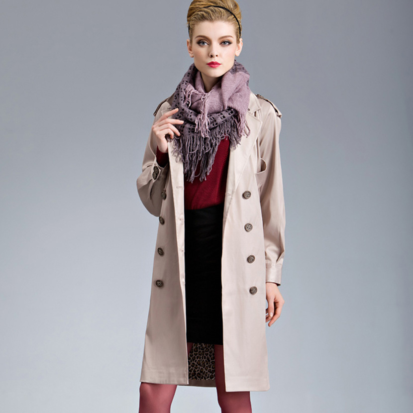 October legend of the spring and autumn fashion loose khaki double breasted plus size long design women's trench outerwear 10545