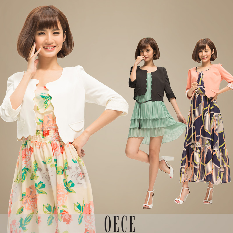 Oece 2013 spring women's slim design short outerwear casual top lace blazer