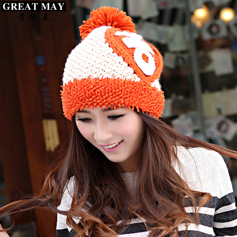 Ok letter casual knitted hat women's autumn and winter ball knitted hat