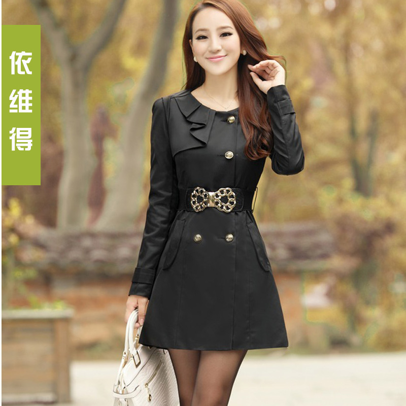 Ol spring and autumn women's formal belt double breasted slim elegant clothing outerwear jqyr