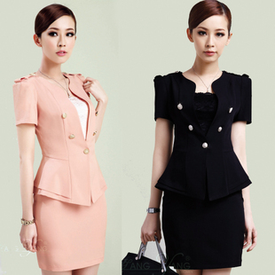 Ol work wear women's professional set summer suit cover skirt pink summer work wear