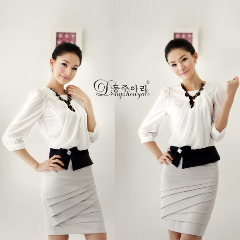 Ol work wear women's set slim women's white shirt skirt female career suit