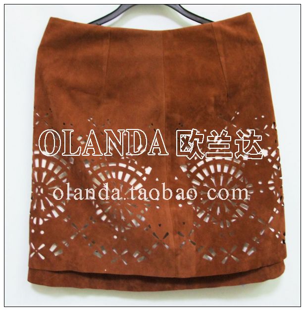 Olanda 2012 fashion women's autumn and winter nubuck leather cutout skirt bust skirt short skirt 1214