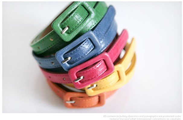 OMH wholesale  New Fashion Women's Cute Nice Candy color PU leather Thin Belt  PD02