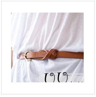 OMH wholesale New Fashion Women's Cute personality vintage copper 8 decoration brief belt  PU leather Thin Belt  PD04