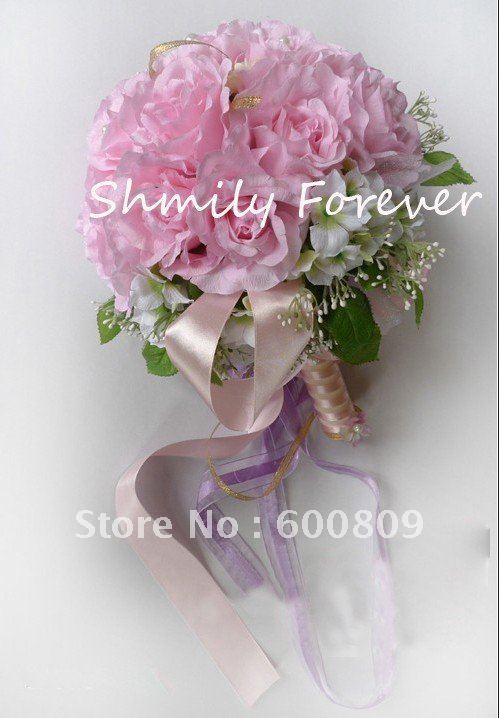 On Promotion sale! Elegent Pink Rose Flowers Wedding Bouquets ,Bridal Bouquet For Wedding
