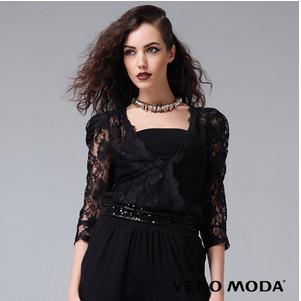 On sale Free shipping   Fashion  Latest sexy lace stitching bubbles 7 minutes of sleeve jumpsuit on leisure