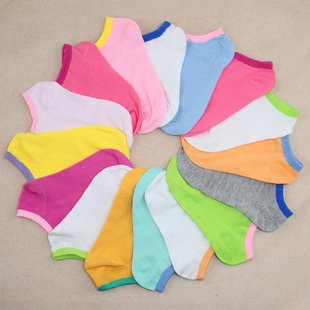 On sale! Free shipping!Screw-type bordered socks wholesale summer lovely pure color sports socks cotton MoChuan socks10 pair/lot