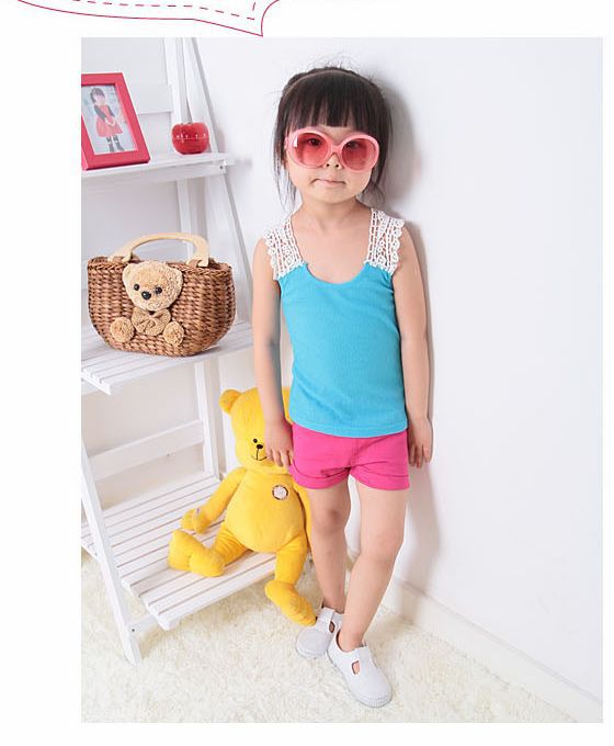 ON SALES Girls Lace  Camisoles & Tanks kids  tops size 100 -140cm 1color=5pcs