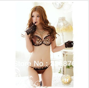 On thin under thick bra sexy and lovely Lace sexy leopard gather bra bow feather soft brassiere underwear lingerie bra BR-035